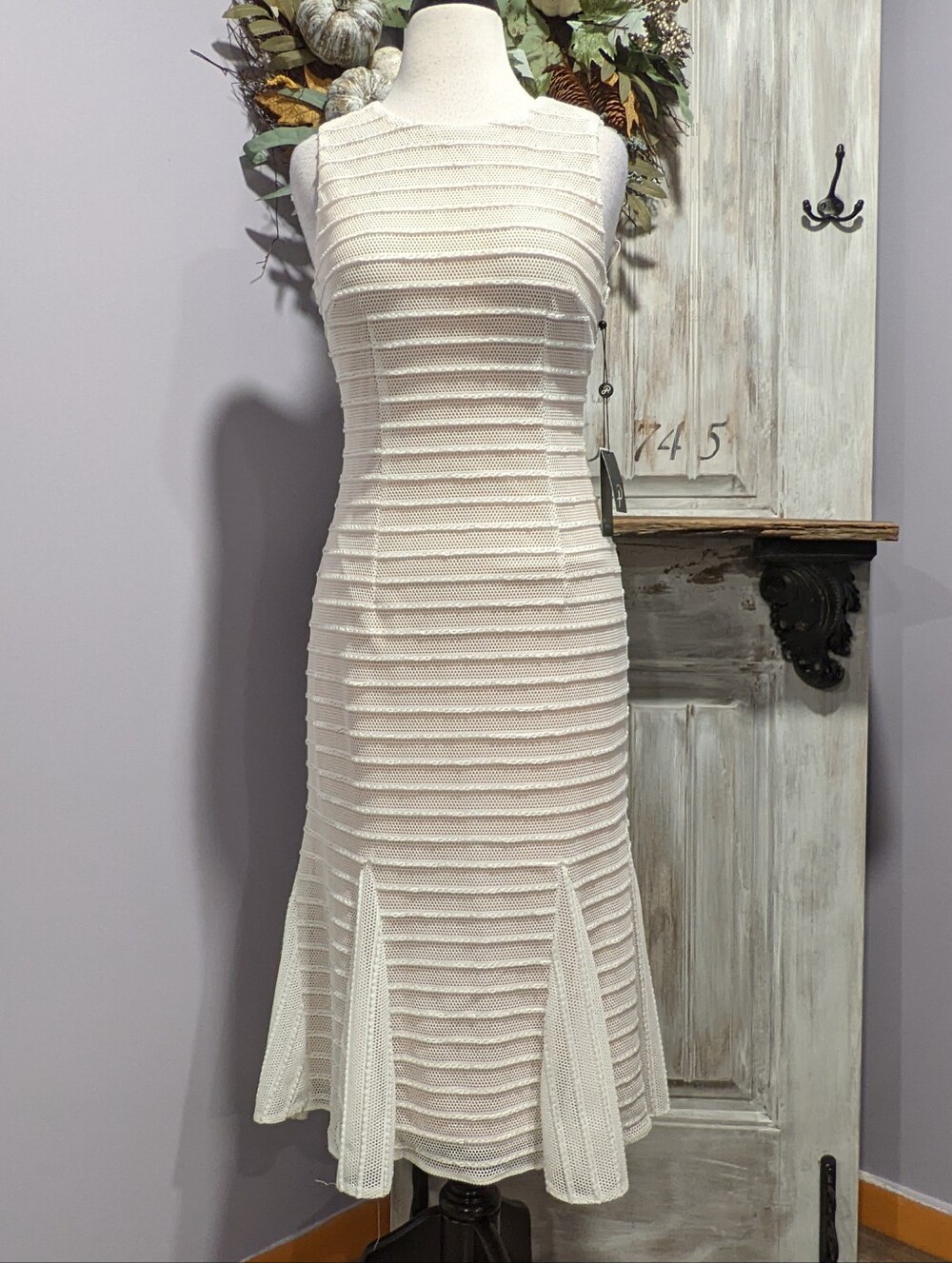 NWT Adriana Papell Knit Stripe Midi Trumpet Dress - Picture 3 of 13